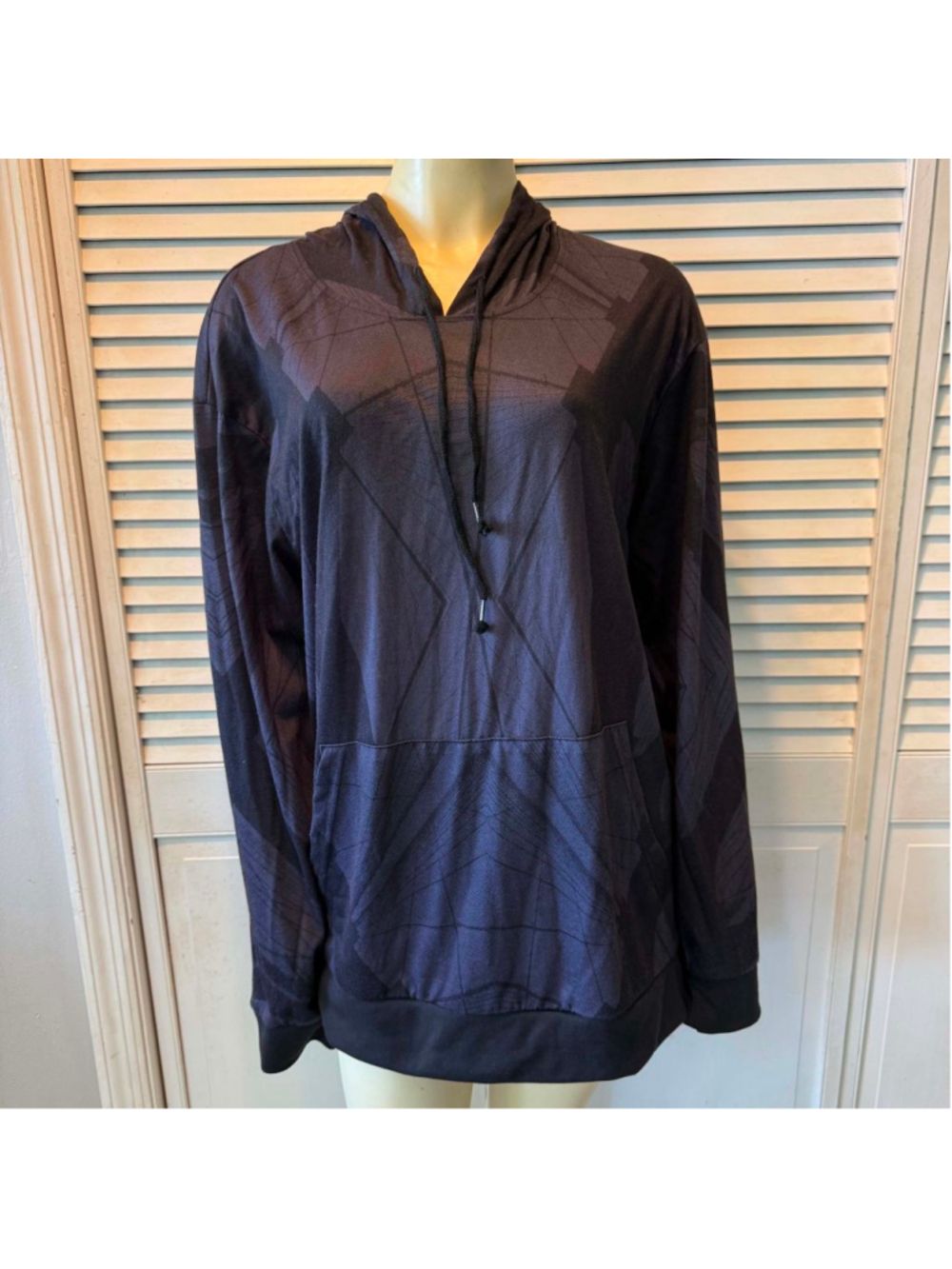 Men's Waimea Hoodie XL Black Blue Geometric Pattern
